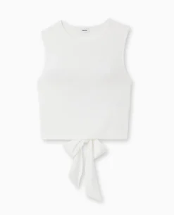 Débardeur En Maille Côtelée Avec Cut Out Dos - Blanc
