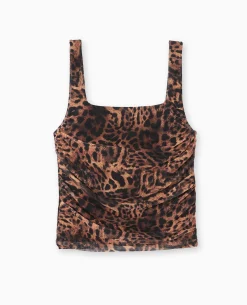 Débardeur En Mesh Motif Léopard - Marron