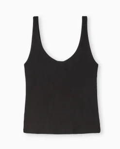 Débardeur Maille Côtelée Col V - Noir