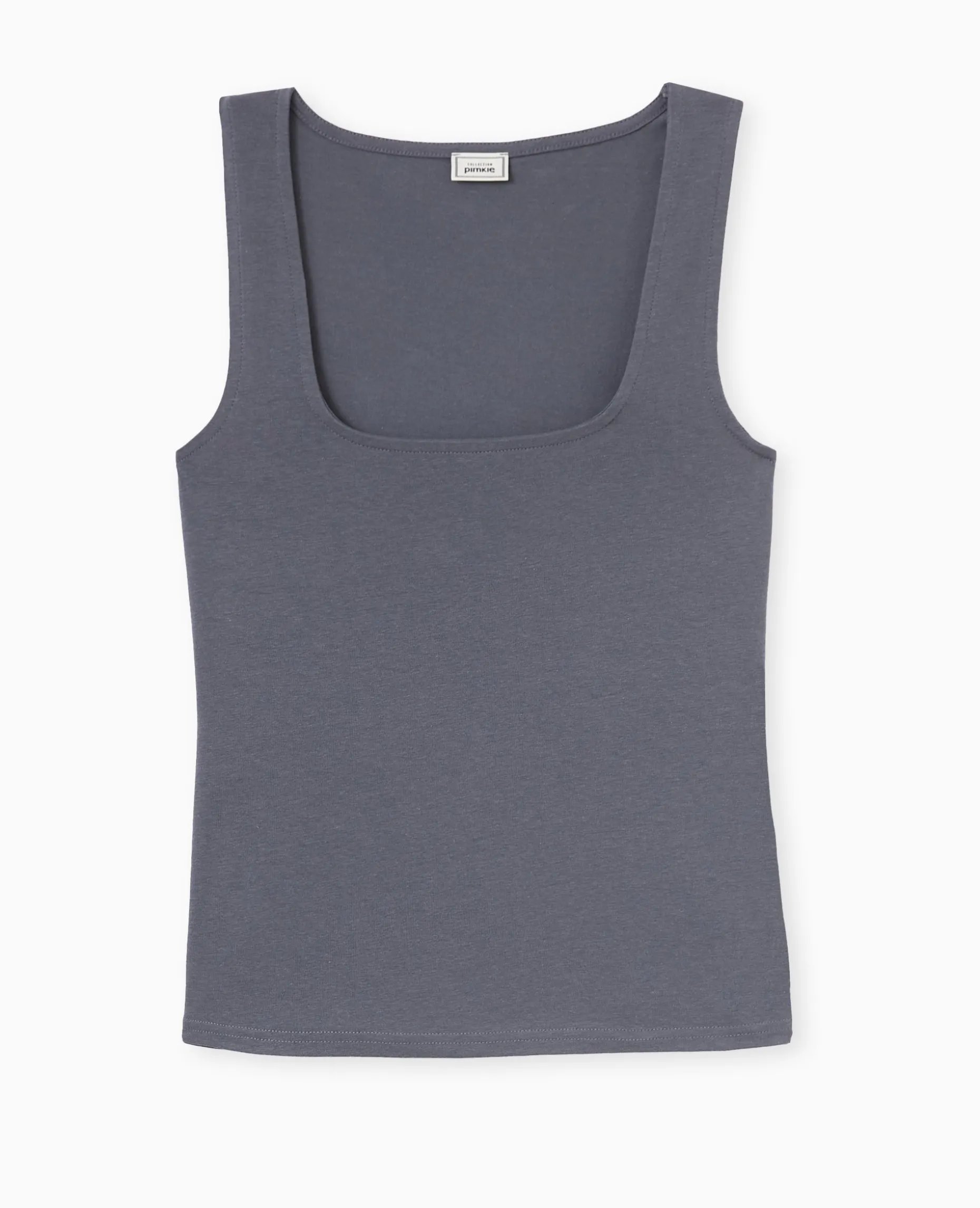 Débardeur Stretch Encolure Carrée - Gris Foncé