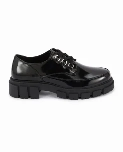 Derbies Vernis Avec Semelles Chunky - Noir