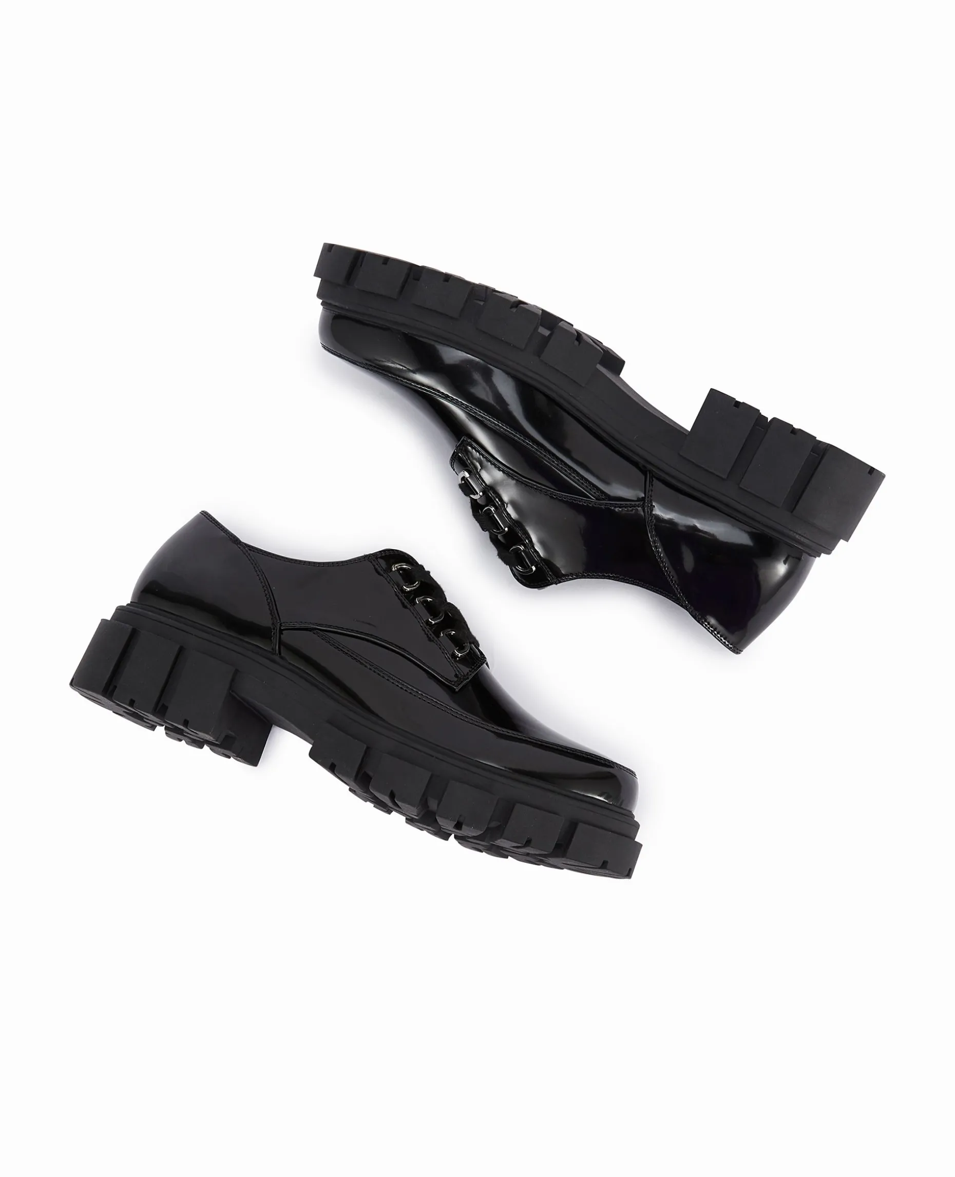 Derbies Vernis Avec Semelles Chunky - Noir