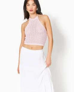 Dos-nu En Maille Ajourée - Rose Poudré