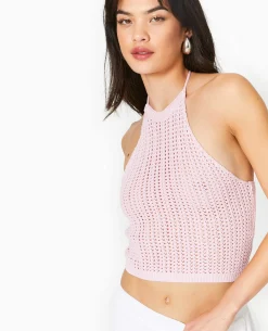 Dos-nu En Maille Ajourée - Rose Poudré