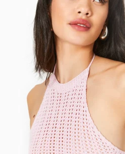 Dos-nu En Maille Ajourée - Rose Poudré