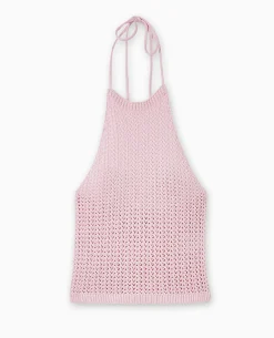 Dos-nu En Maille Ajourée - Rose Poudré
