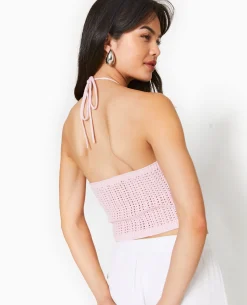 Dos-nu En Maille Ajourée - Rose Poudré