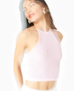 Dos-nu En Maille Ajourée - Rose Poudré