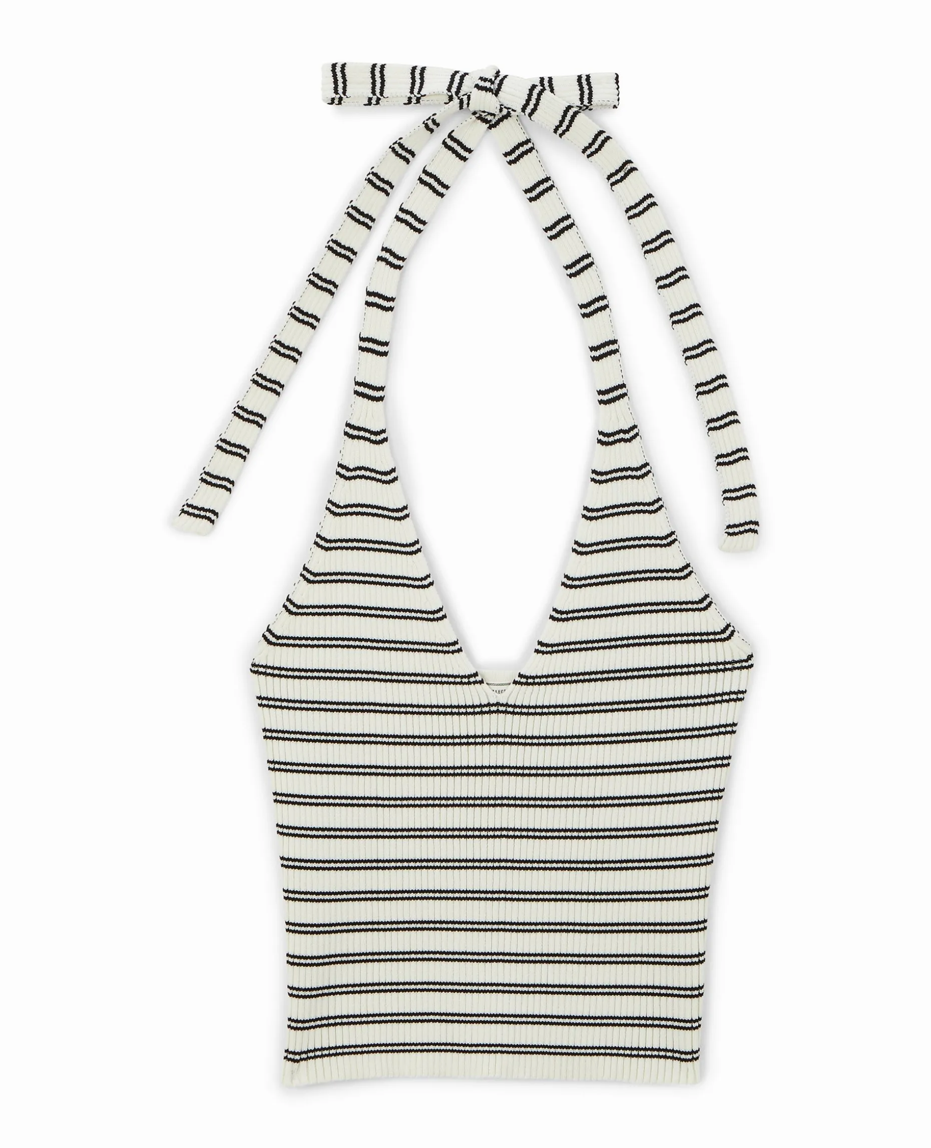 Dos-nu En Maille Tricot Rayée - Blanc