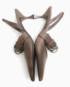 Escarpins Pointus Ouverts Au Talon - Marron