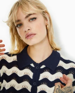Gilet Avec Col En Maille Ajourée - Blanc