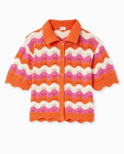 Gilet Avec Col En Maille Ajourée - Orange