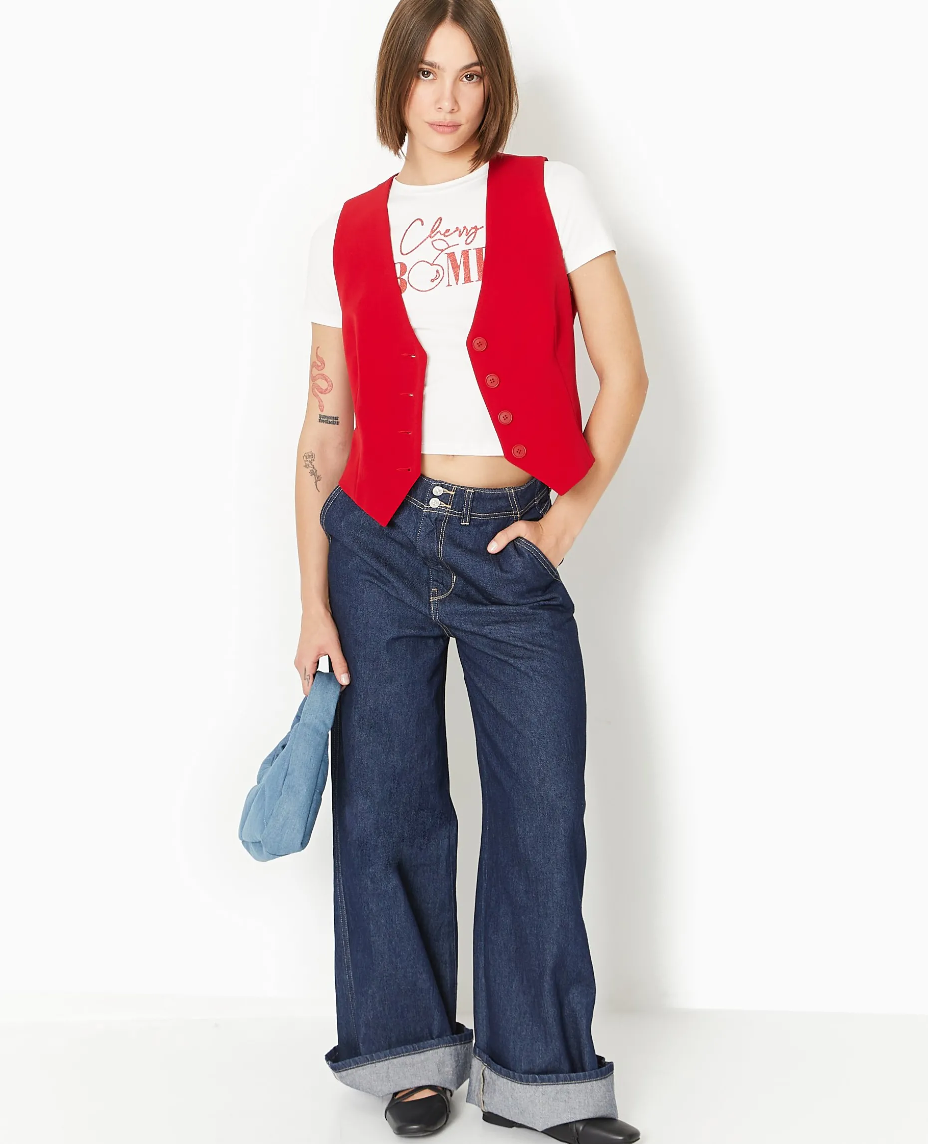 Gilet Barman City - Rouge