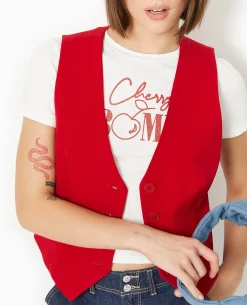 Gilet Barman City - Rouge