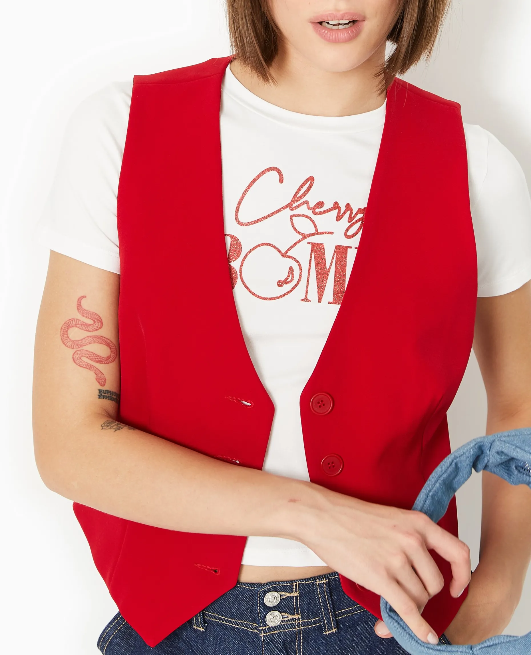 Gilet Barman City - Rouge