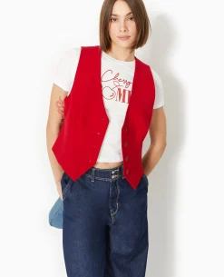 Gilet Barman City - Rouge