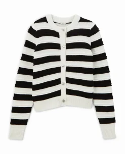 Gilet Col Rond Maille Fantaisie - Noir