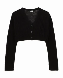 Gilet Court En Maille Transparente - Noir