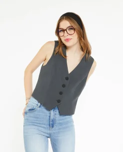 Gilet De Barman Avec 4 Boutons - Gris Foncé