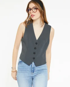 Gilet De Barman Avec 4 Boutons - Gris Foncé