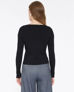 Gilet Fin En Maille Côtelée - Noir