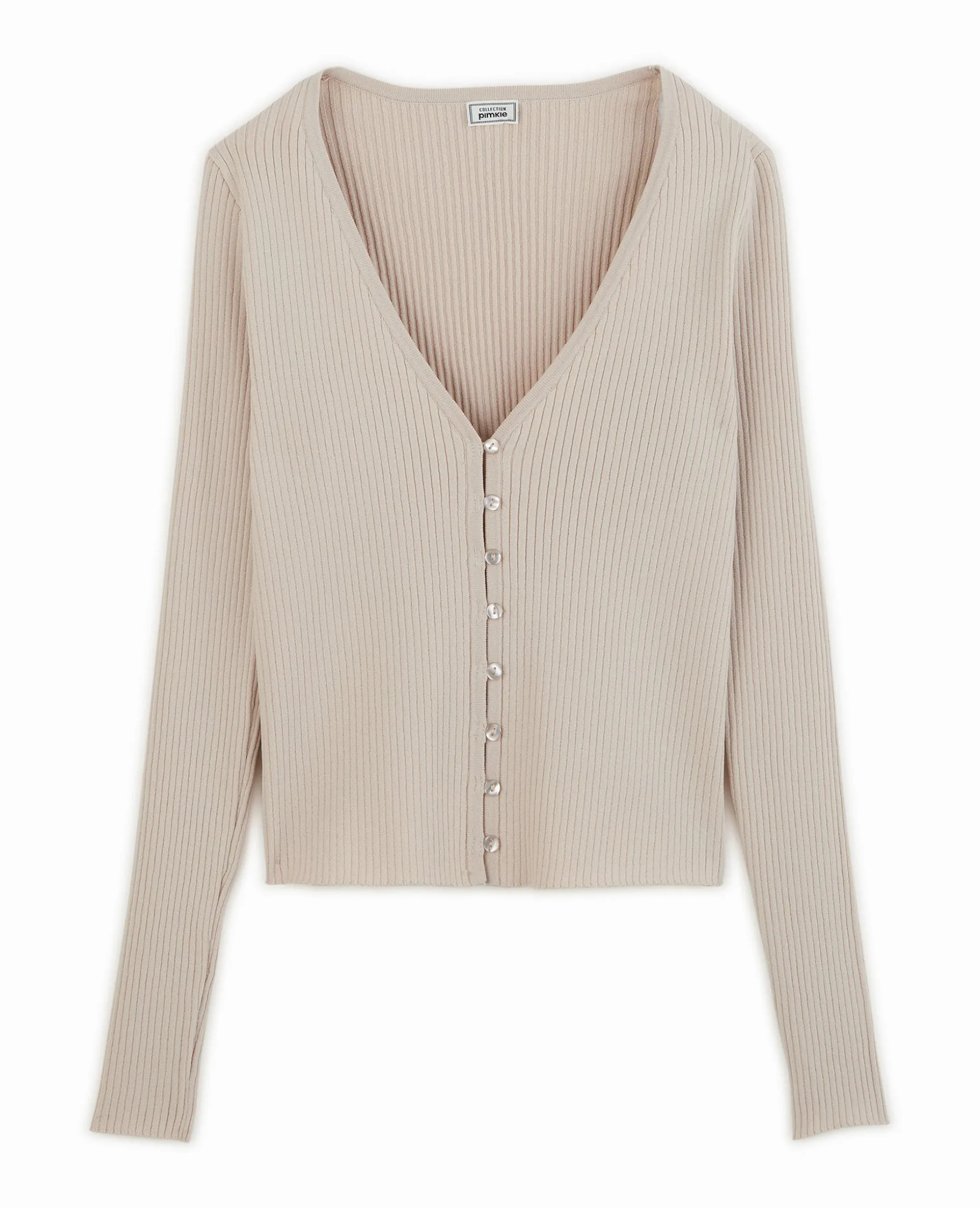 Gilet Fin En Maille Côtelée - Beige