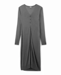 Gilet Long En Maille Fine - Gris Foncé