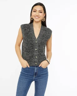 Gilet Sans Manches En Maille Moulinée - Noir