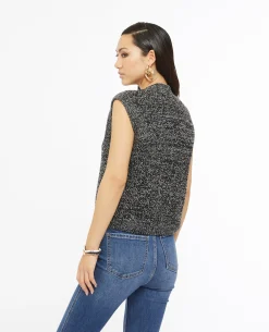 Gilet Sans Manches En Maille Moulinée - Noir