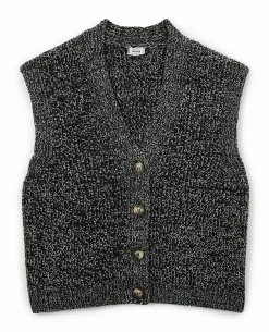 Gilet Sans Manches En Maille Moulinée - Noir