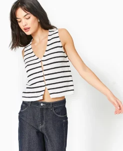 Gilet Sans Manches Rayé - Bleu Marine