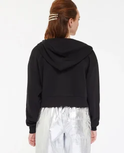 Gilet Zippé Court à Capuche - Noir