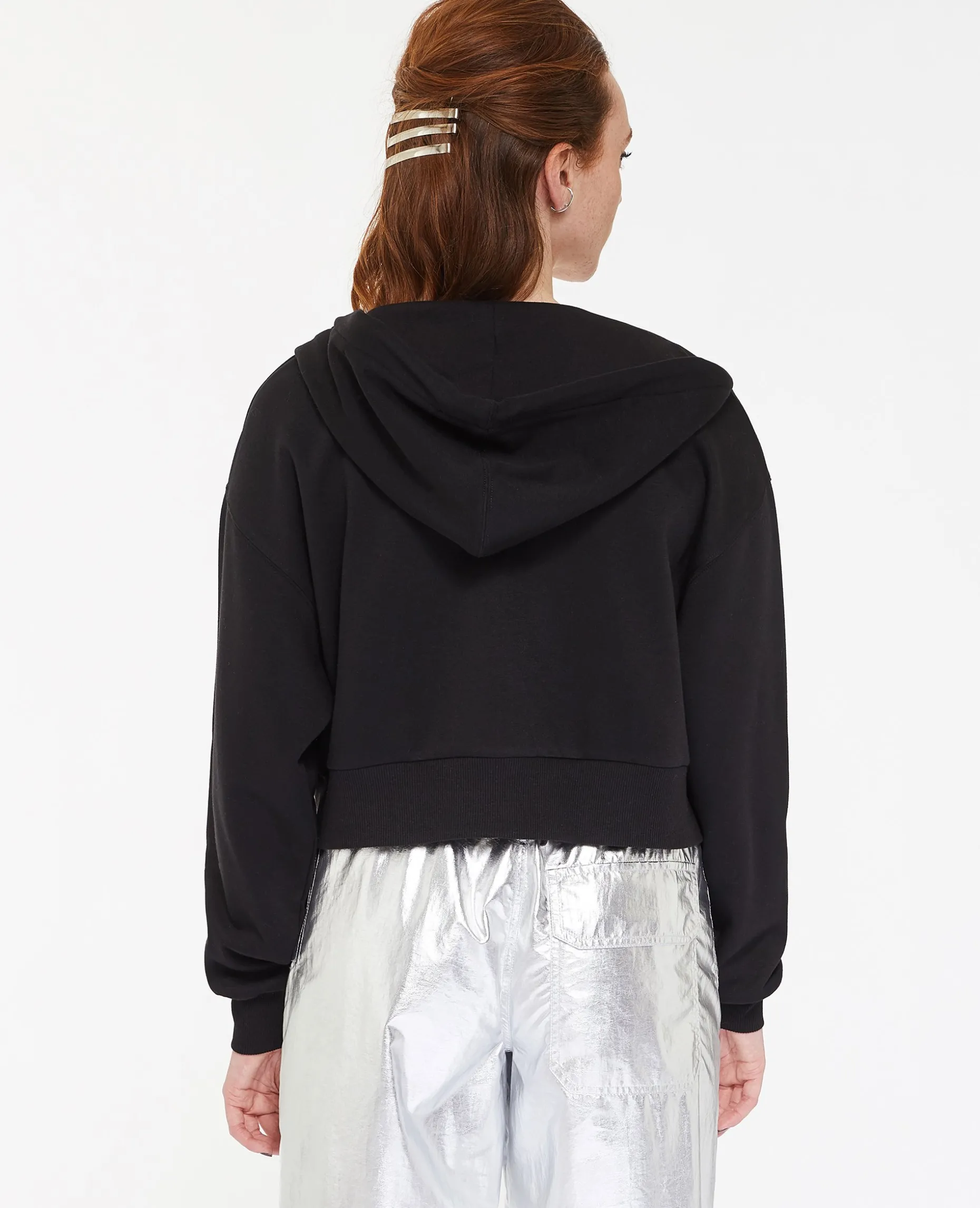 Gilet Zippé Court à Capuche - Noir