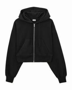 Gilet Zippé Court à Capuche - Noir