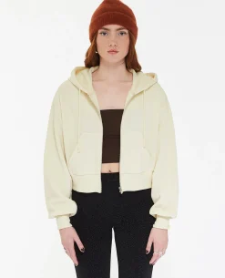 Gilet Zippé Court à Capuche - Blanc