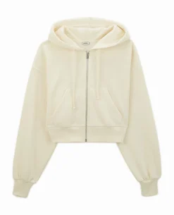 Gilet Zippé Court à Capuche - Blanc