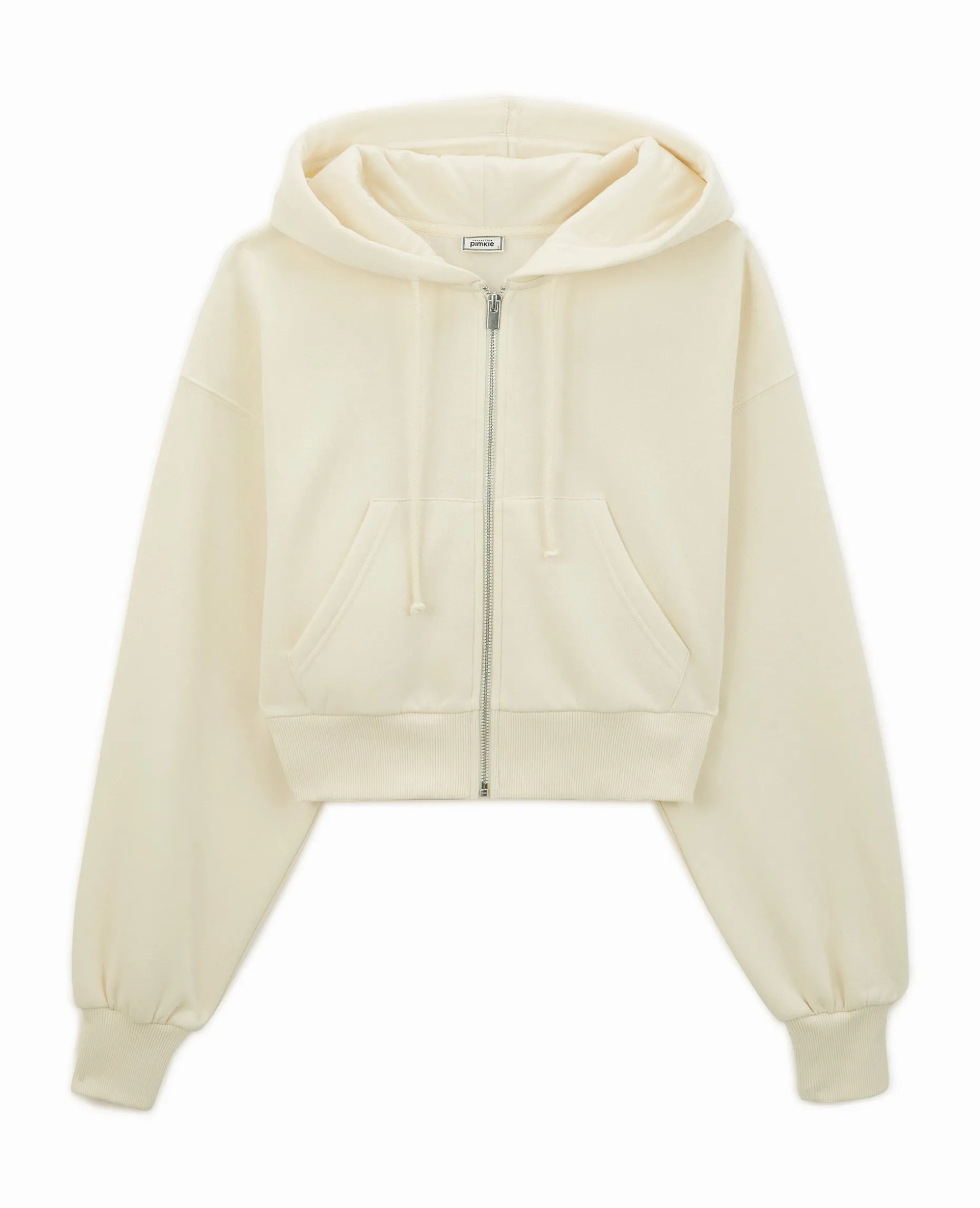 Gilet Zippé Court à Capuche - Blanc