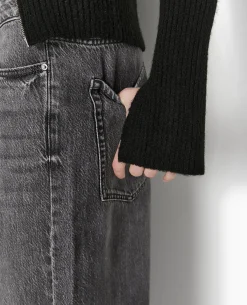 Gilet Zippé En Maille Côtelée - Noir