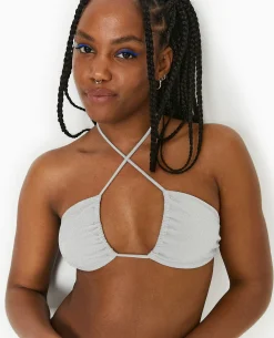 Haut De Maillot De Bain Triangle Multiposition - Argenté
