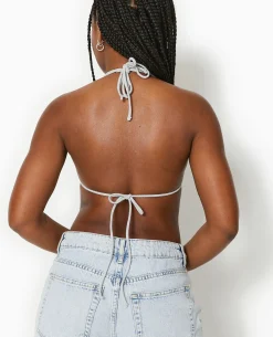Haut De Maillot De Bain Triangle Multiposition - Argenté