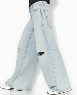 Jean Baggy Destroy Taille Regular - Jaune Ocre