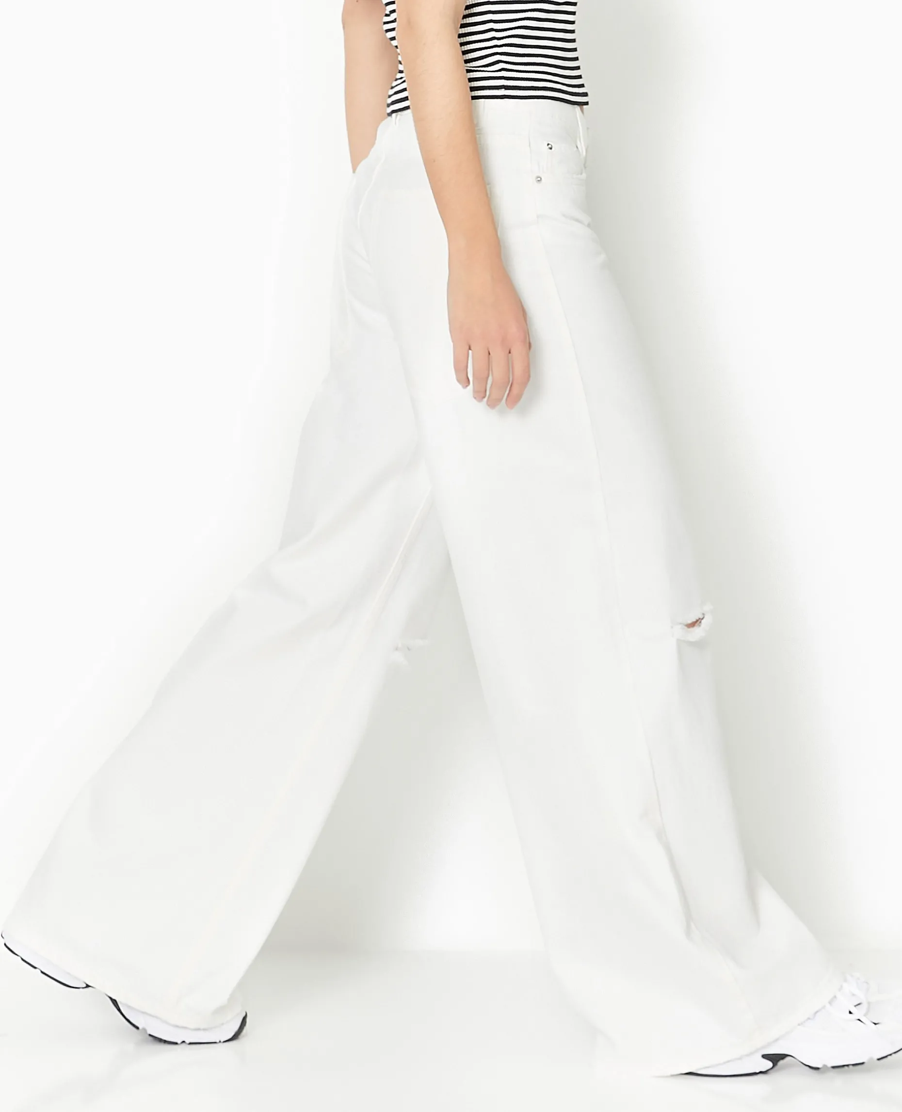 Jean Baggy Destroy Taille Regular - Blanc
