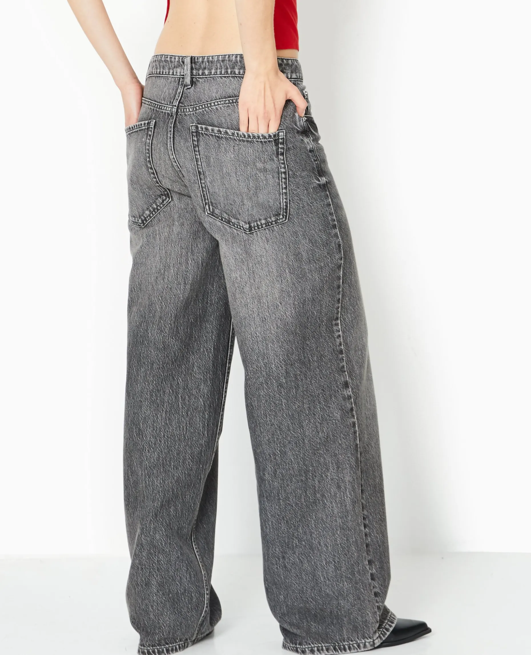 Jean Baggy Loose Taille Regular - Gris Foncé