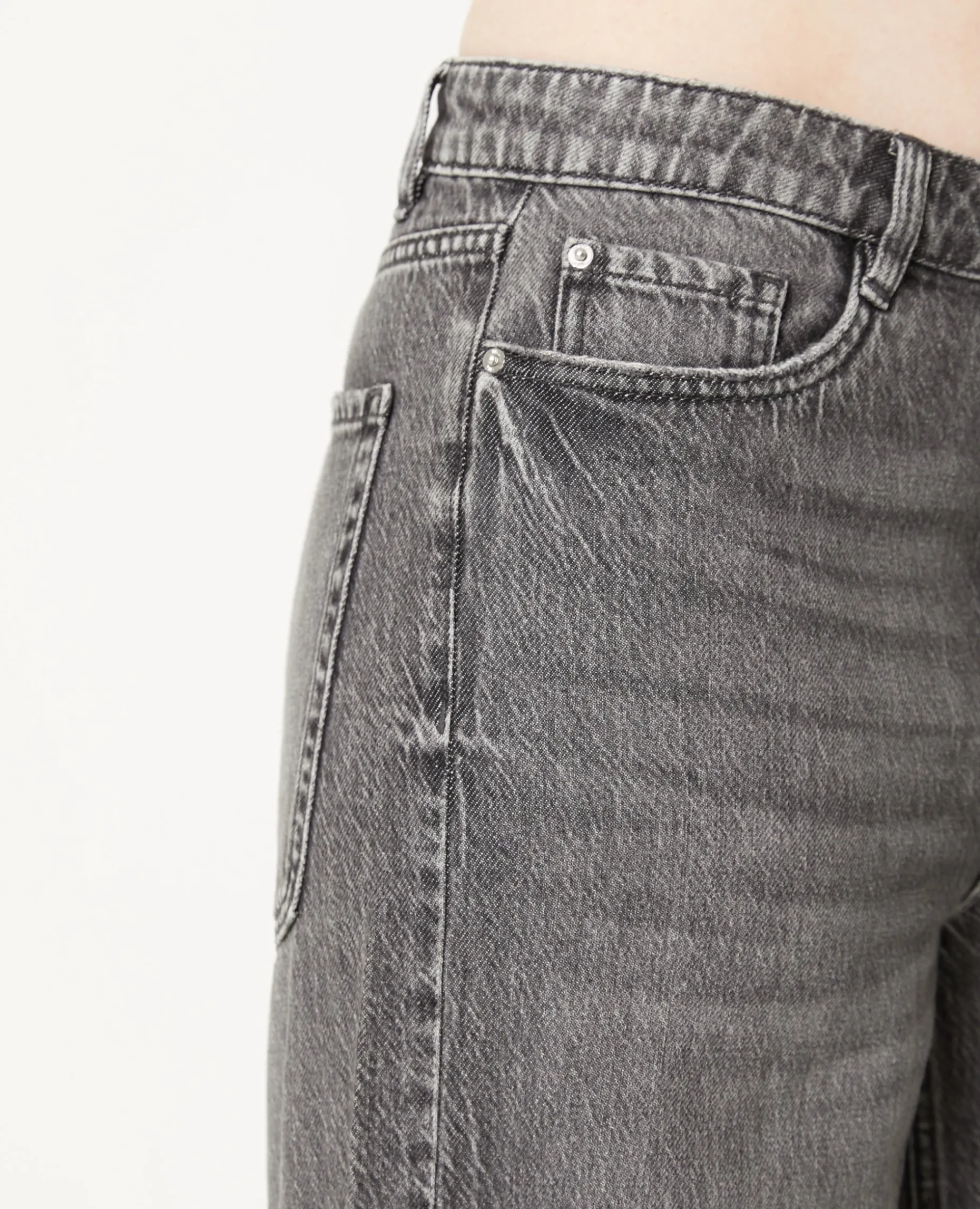 Jean Baggy Taille Haute - Gris Foncé