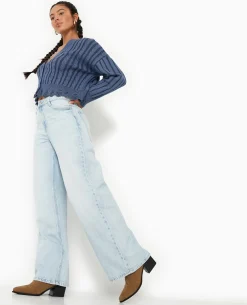 Jean Baggy Taille Haute - Bleu Clair