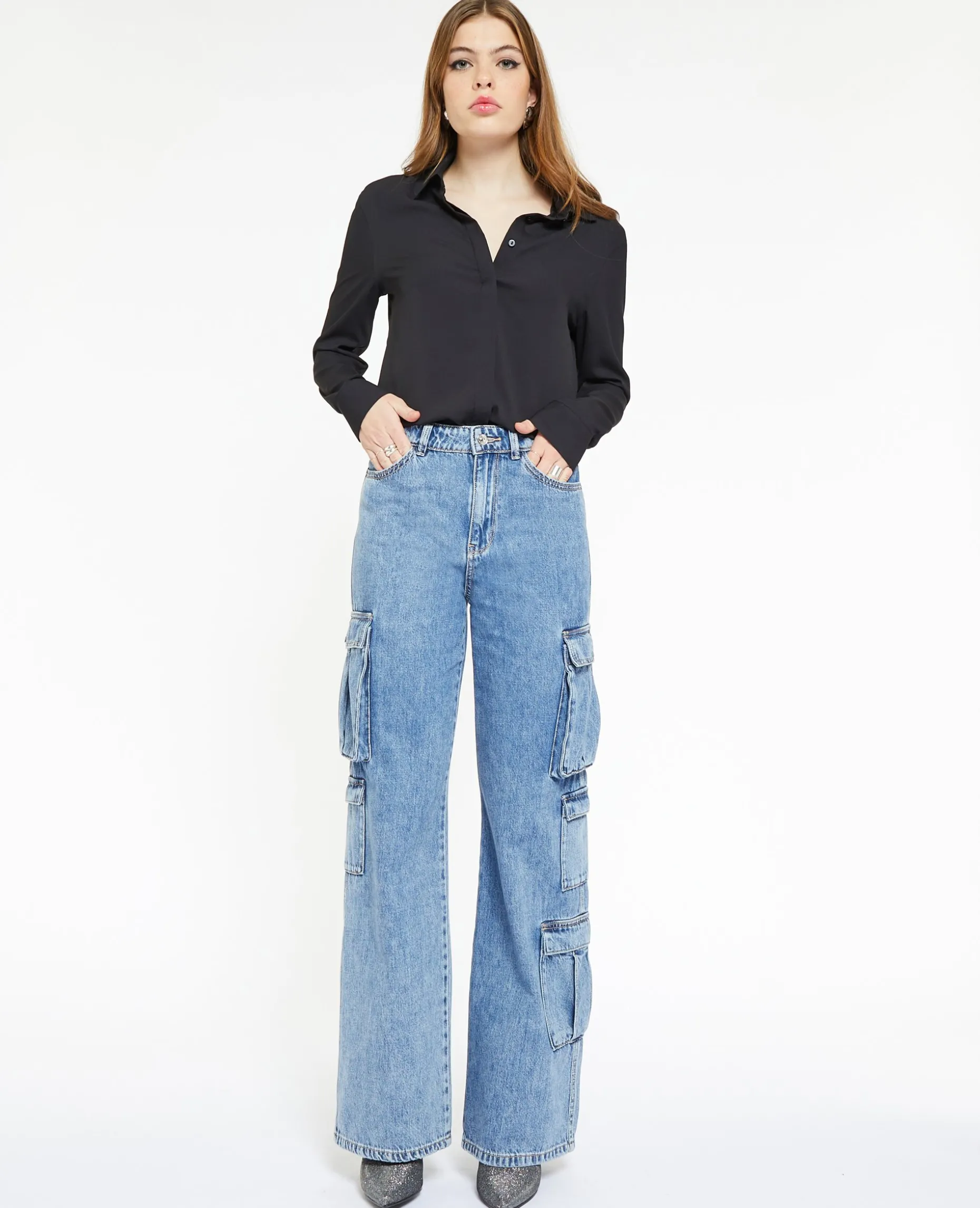 Jean Cargo Large - Bleu