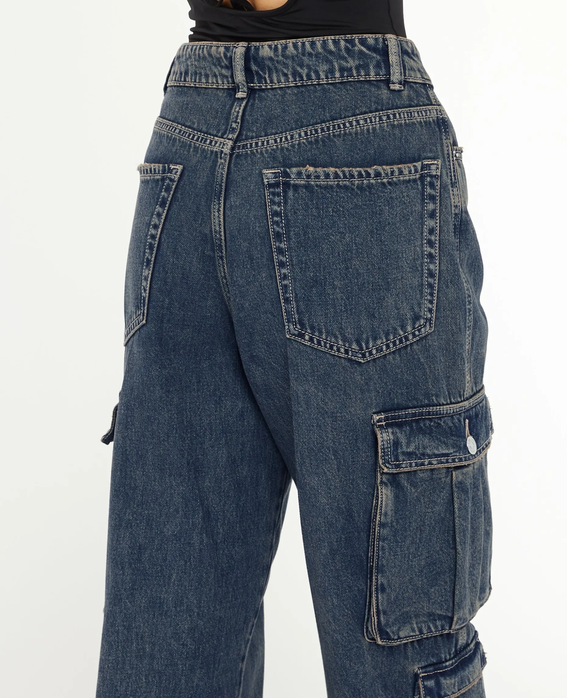 Jean Cargo Large Effet Dirty - Jaune