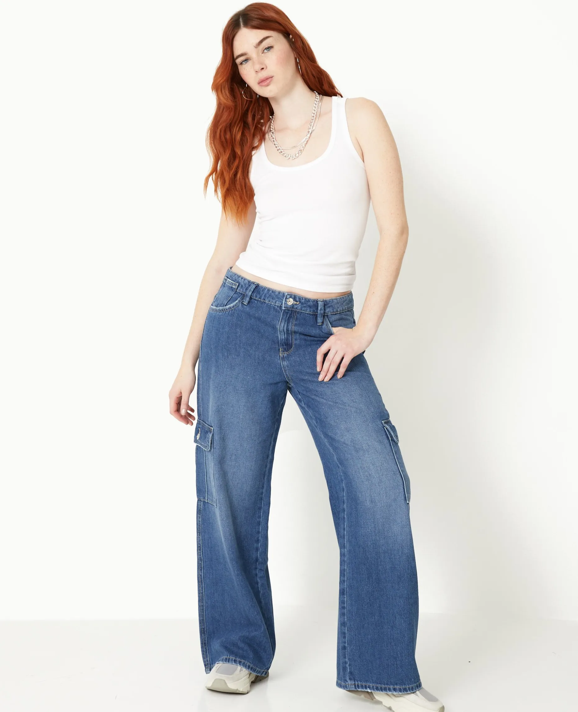 Jean Cargo Taille Regular - Bleu
