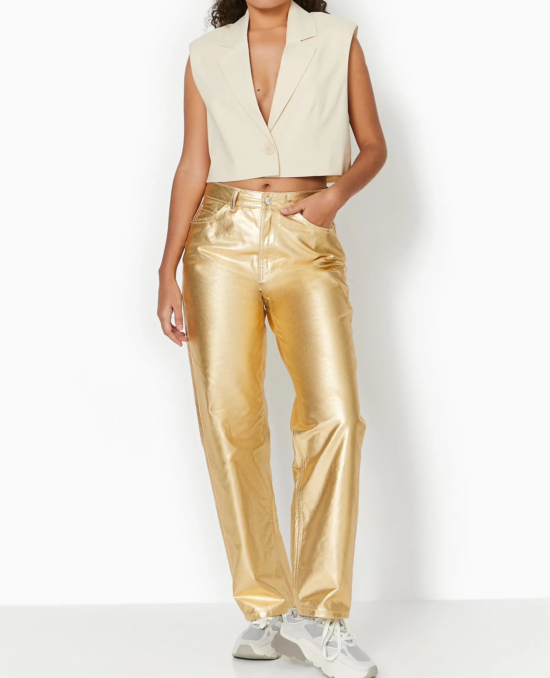 Jean Droit Doré Taille Haute - Doré