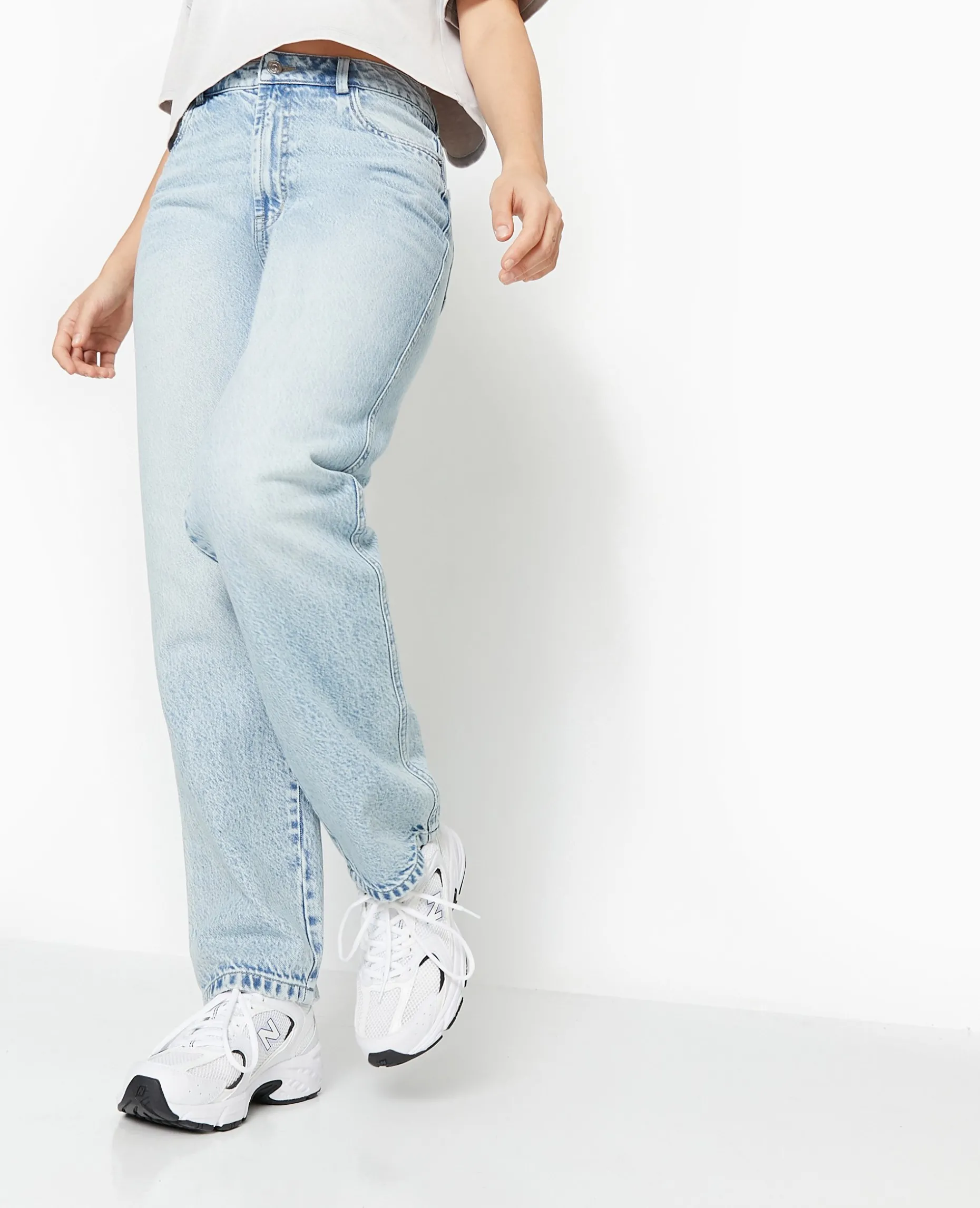 Jean Droit Taille Haute - Bleu Clair